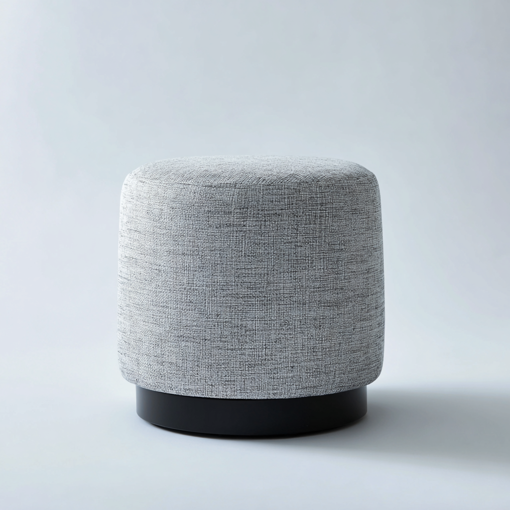 Pouf - Tessuto-Metallo - 34x34x42 cm - Grigio Chiaro-Nero - Design Moderno Minimalista-Habitatno