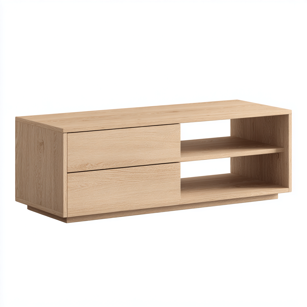 Mobile TV - Legno - 120x40x50 cm - Rovere Chiaro - Design Minimalista-Habitatno