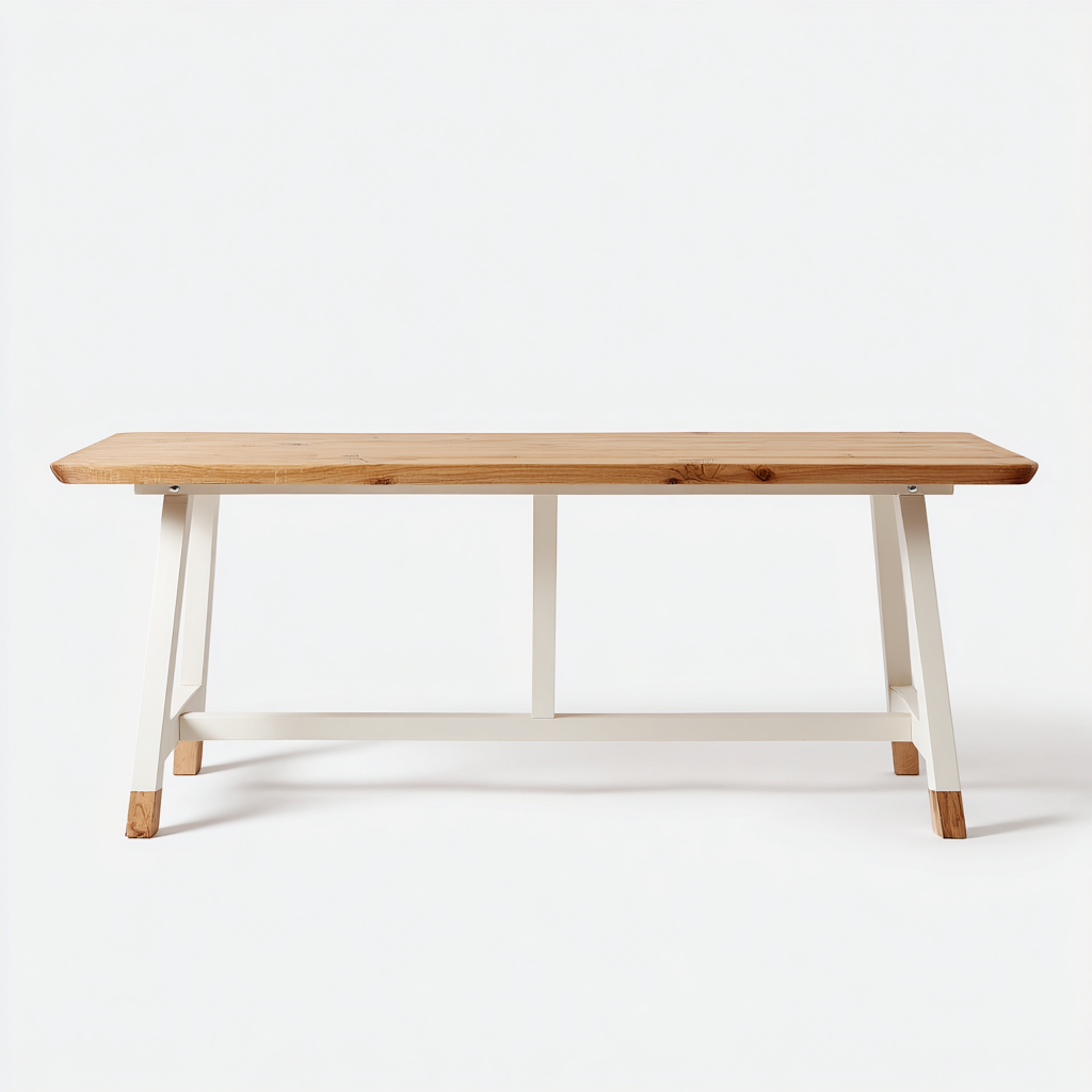 Tavolo da pranzo - legno - 160x80x75 cm - naturale-bianco - stile moderno-Habitatno