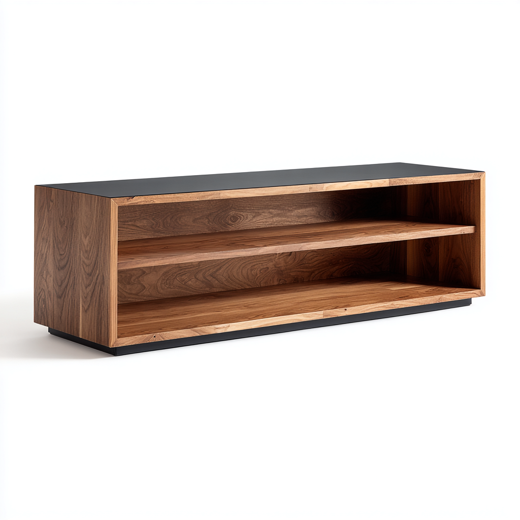 Mobile TV - Legno-Metallo - 140x40x60 cm - Noce-Nero - Design Moderno-Habitatno
