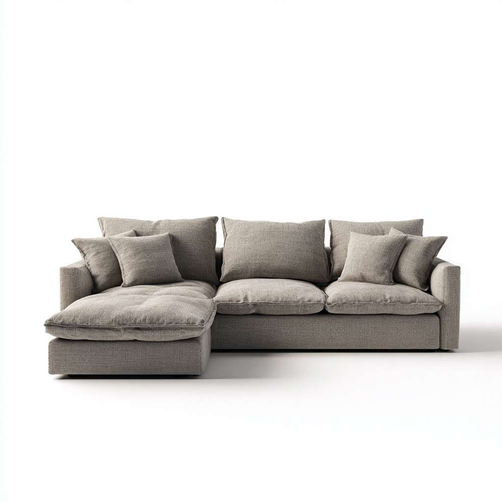 Divano angolare - tessuto - 285x190x84 cm - beige chiaro - design contemporaneo-Habitatno