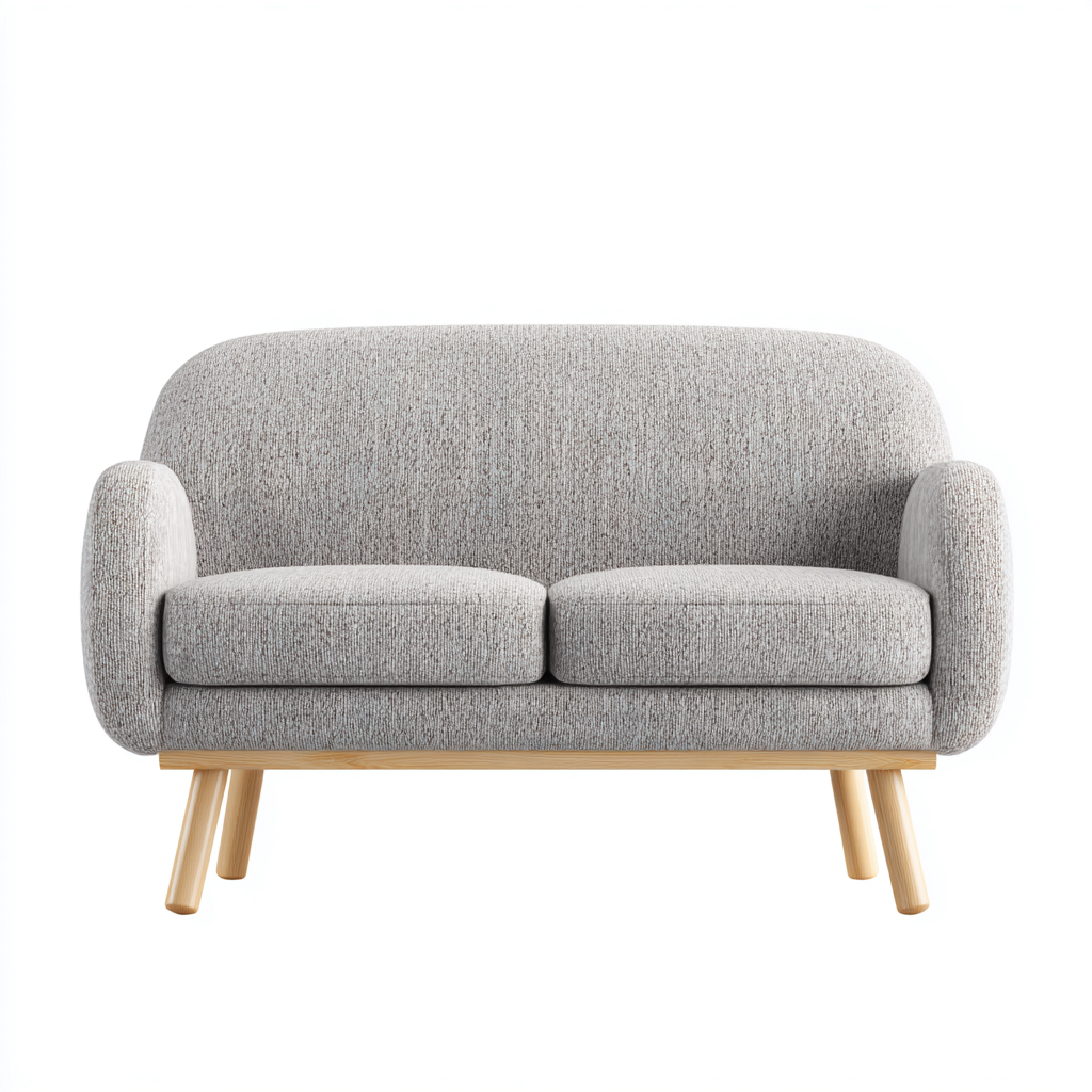 Divano a due posti tessuto 148x82x84cm grigio chiaro stile nordico-Habitatno