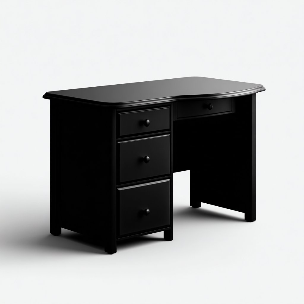 Scrivania - legno - 130x60x75 cm - nero - stile classico-Habitatno