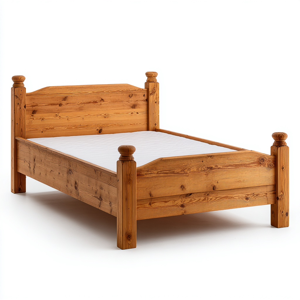 Letto matrimoniale - legno - 200x160x110 cm - naturale - stile rustico-Habitatno