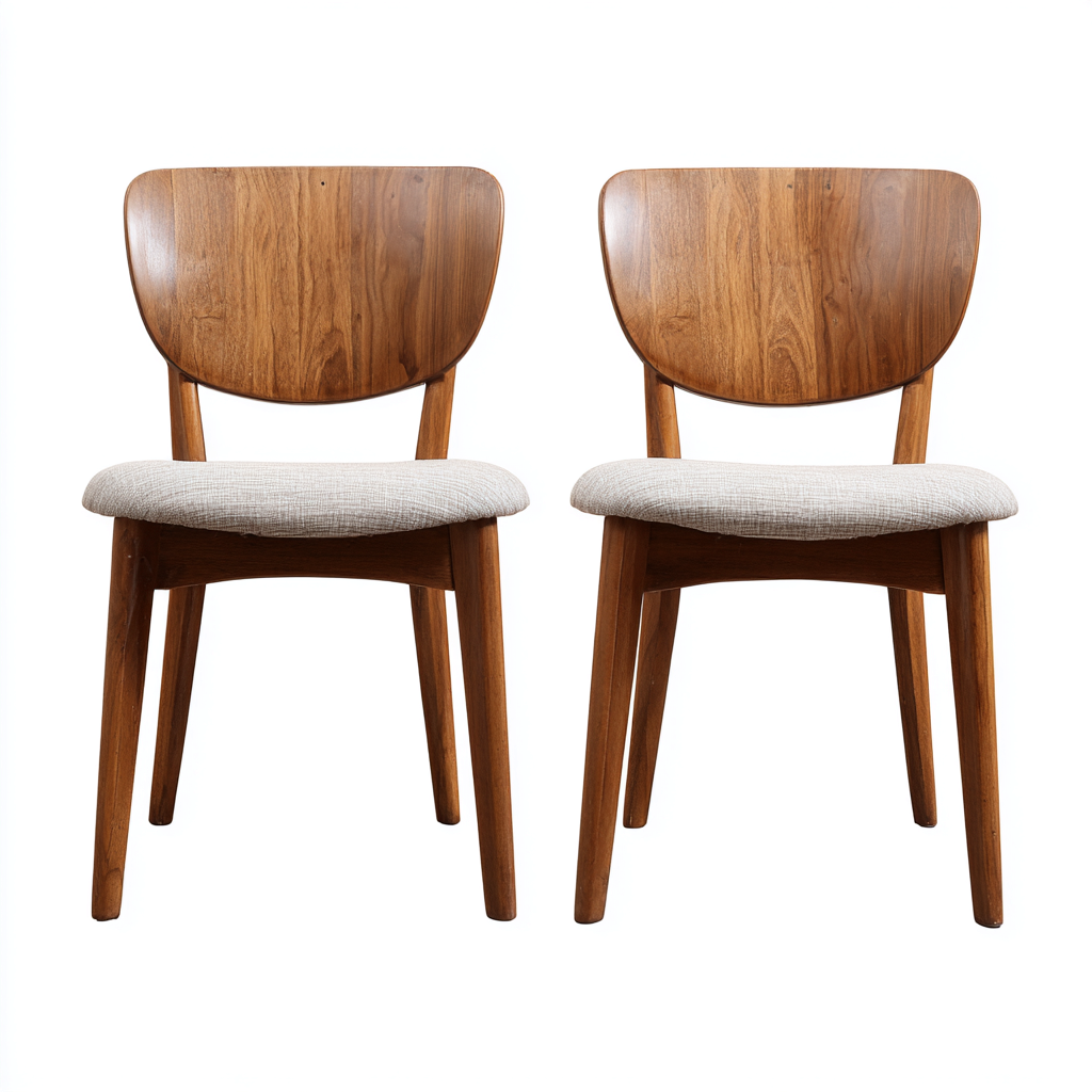 Sedia da pranzo - legno-misto tessuto - 49x54x83 cm - noce-beige - stile moderno nordico con schienale curvo e seduta imbottita-Habitatno