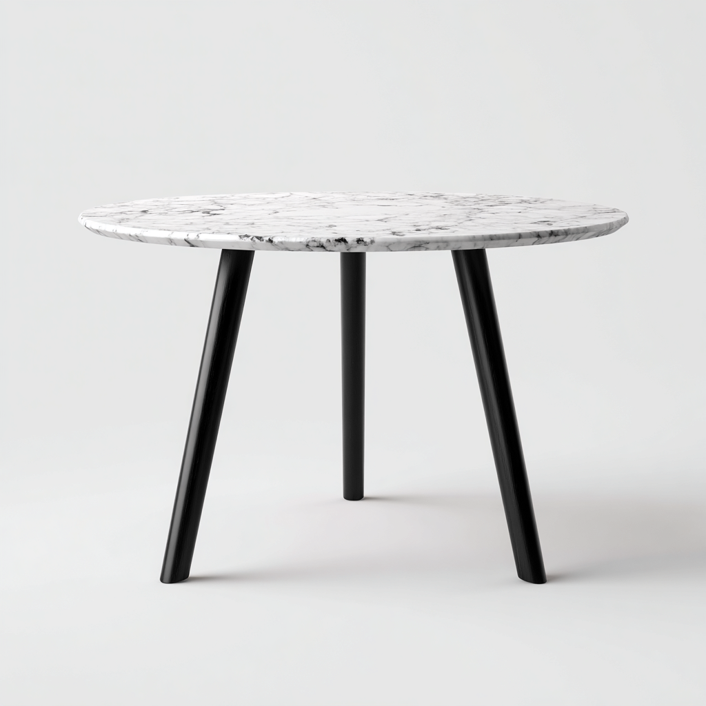 Tavolo da pranzo - marmo-metallo - 100x100x75 cm - bianco-nero - stile moderno-Habitatno