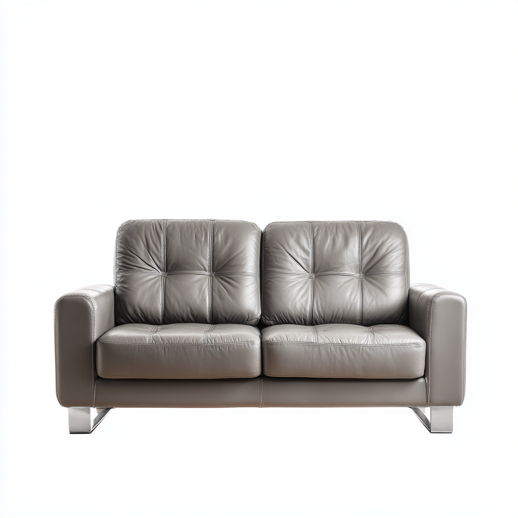 Divano a due posti pelle 158x86x84cm grigio stile moderno-Habitatno