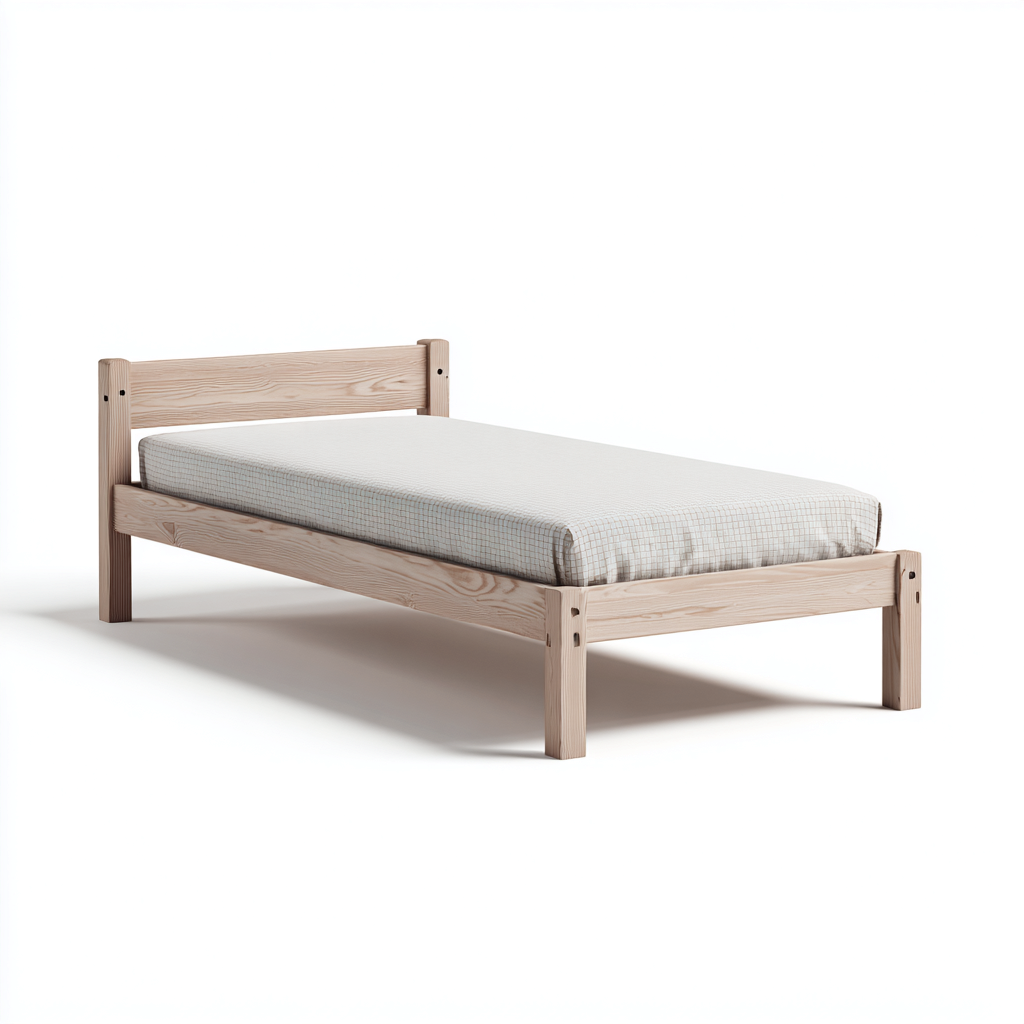 Letto singolo - legno - 200x100x90 cm - legno chiaro - minimalista-Habitatno