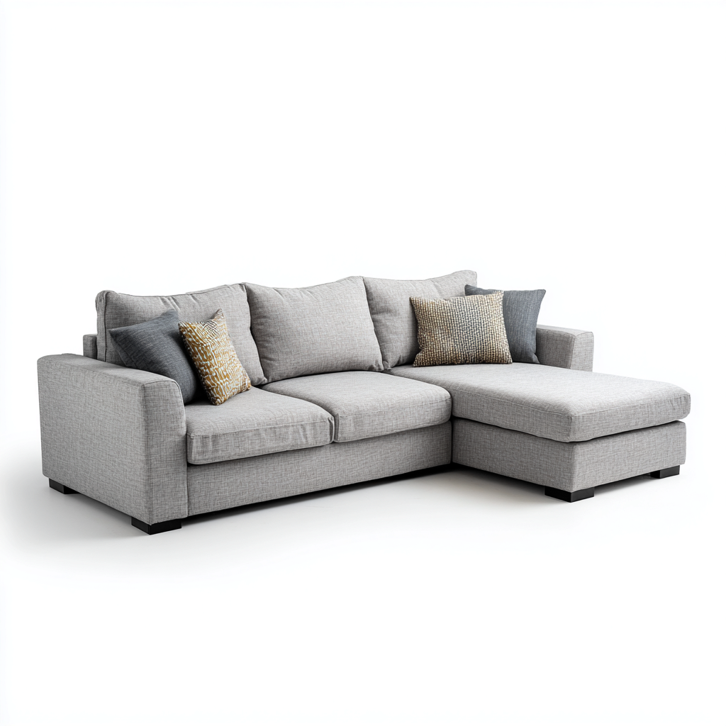 Divano angolare - tessuto - 285x190x85 cm - grigio chiaro - design moderno-Habitatno