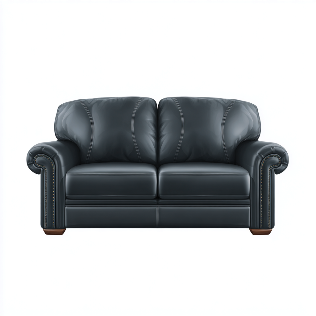 Divano a due posti pelle 160x90x85cm nero stile classico-Habitatno