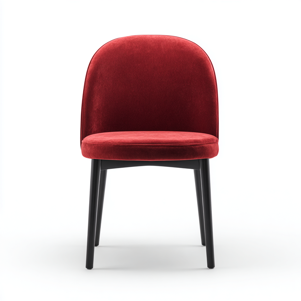 Sedia da pranzo - velluto-legno - 50x55x85 cm - rosso-nero - stile moderno-Habitatno