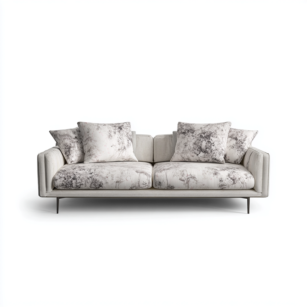 Divano a due posti tessuto 170x85x82cm bianco fantasia stile moderno-Habitatno