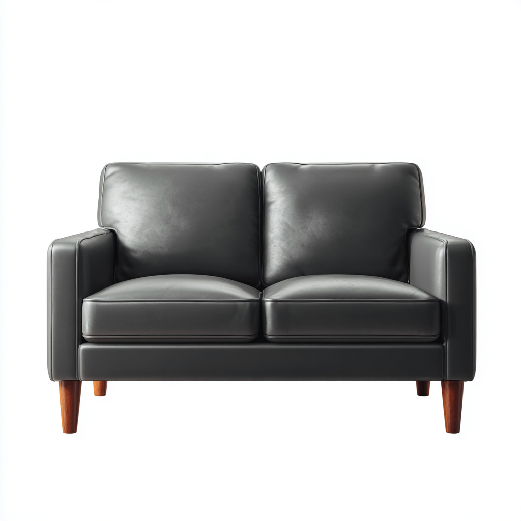 Divano a due posti pelle 152x80x84cm nero stile nordico-Habitatno