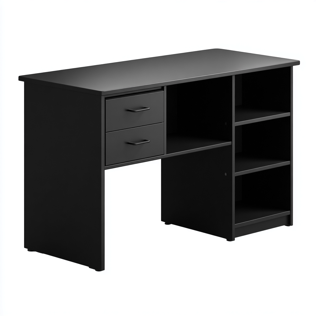 Scrivania - legno - 120x55x75 cm - nero - design moderno-Habitatno