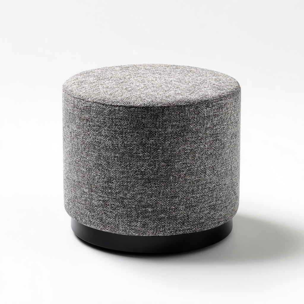 Pouf - Tessuto-Metallo - 34x34x42 cm - Grigio Scuro-Nero - Design Contemporaneo Elegante-Habitatno