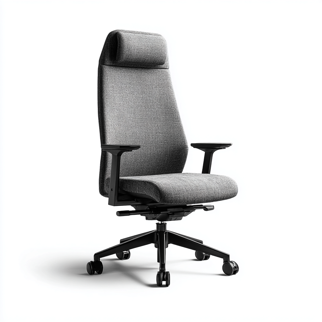 Sedia da ufficio - tessuto-metallo - 66x70x120 cm - grigio scuro-nero - ergonomica con schienale alto e braccioli regolabili-Habitatno