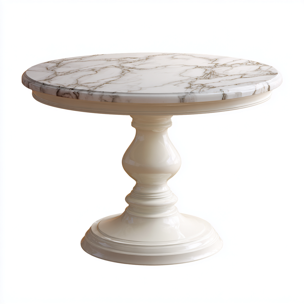 Tavolo da pranzo - marmo-legno - 125x125x75 cm - bianco - stile classico-Habitatno