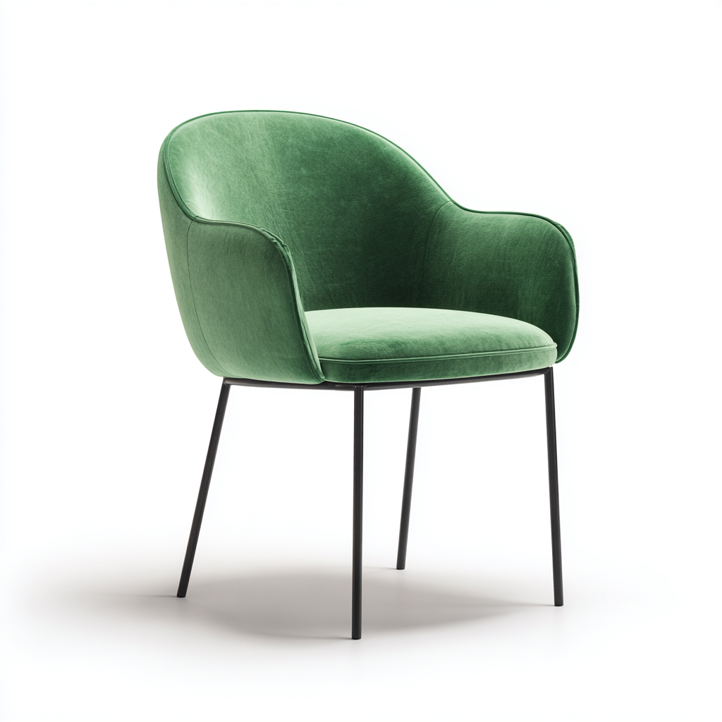 Sedia da pranzo - velluto-metallo - 57x60x84 cm - verde - design moderno con braccioli e gambe sottili-Habitatno