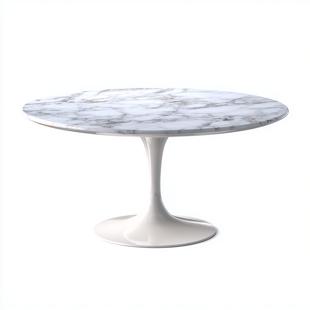 Tavolo da pranzo - marmo-metallo - 120x120x75 cm - bianco - stile moderno-Habitatno