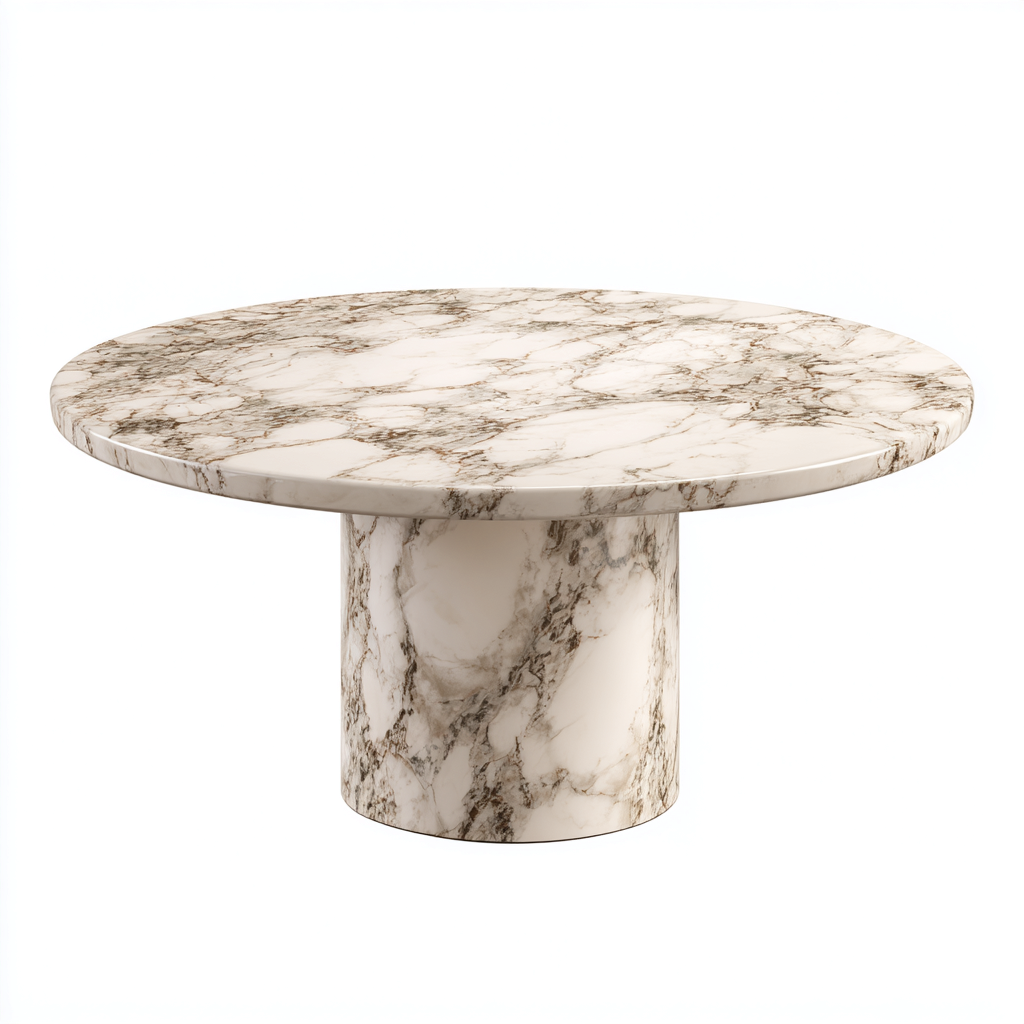 Tavolo da pranzo - marmo - 130x130x75 cm - bianco-beige - stile contemporaneo-Habitatno