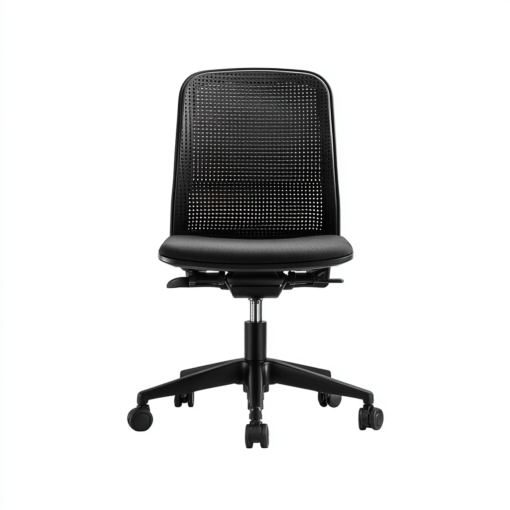 Sedia da ufficio - rete-metallo - 63x66x110 cm - nero - design ergonomico regolabile-Habitatno