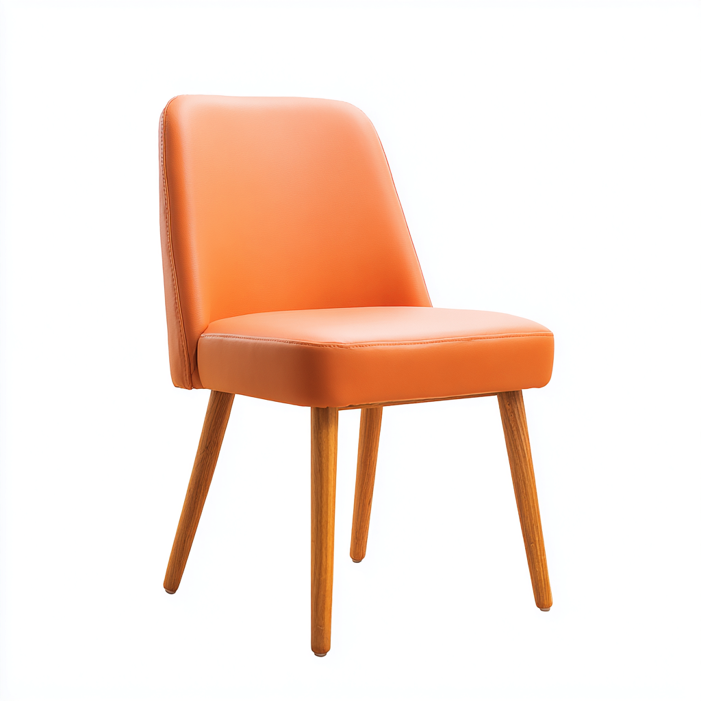 Sedia da pranzo - pelle-legno - 47x55x84 cm - arancione-rovere naturale - stile scandinavo-Habitatno