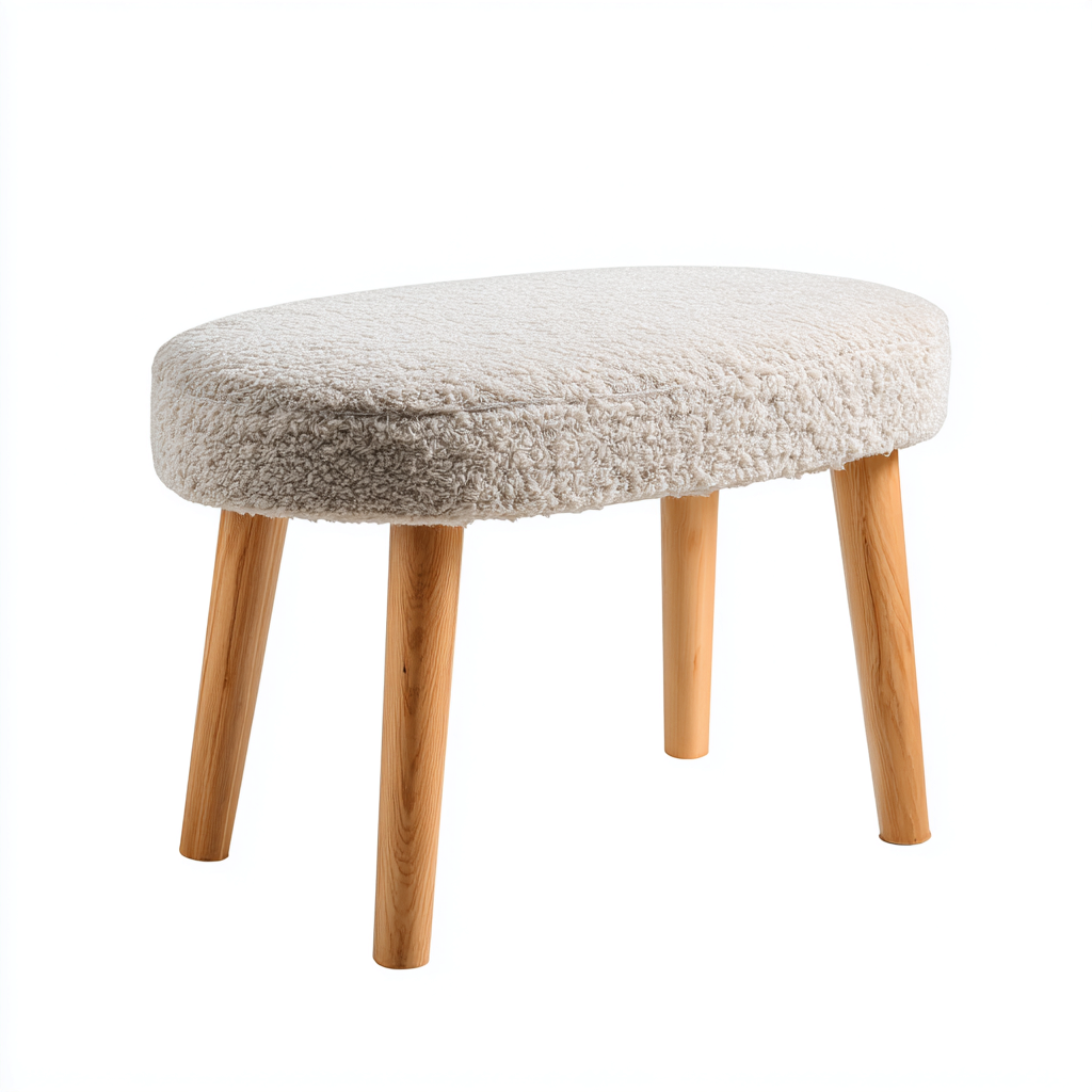 Panca per letto - tessuto bouclé - 88x36x45 cm - beige - design scandinavo-Habitatno