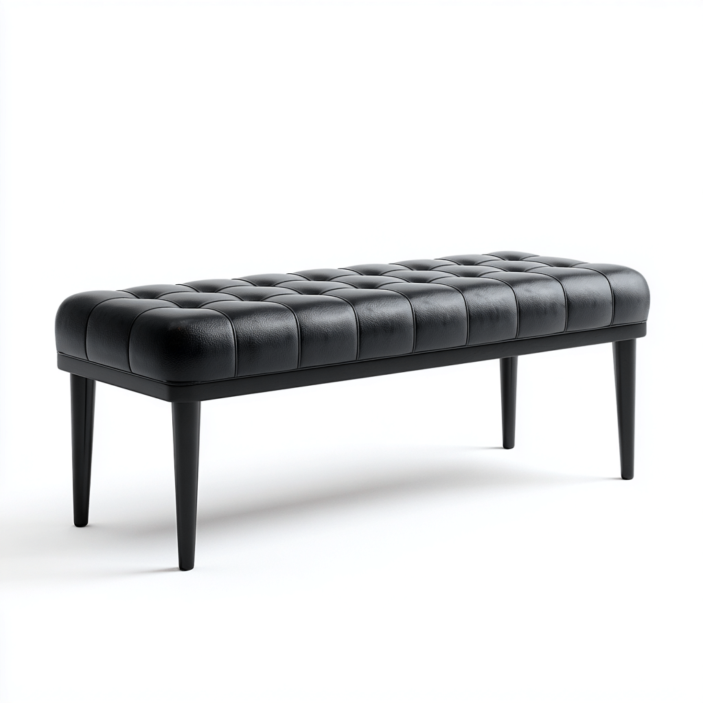 Panca per letto - vera pelle - 110x38x46 cm - nero - design moderno-Habitatno