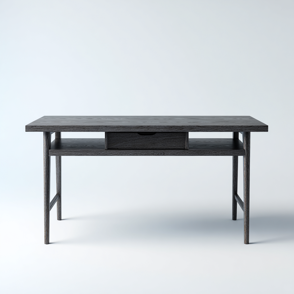 Scrivania - legno - 135x65x75 cm - nero - design moderno-Habitatno