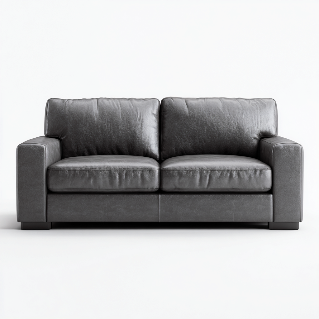 Divano a due posti pelle 160x88x87cm grigio scuro stile moderno-Habitatno