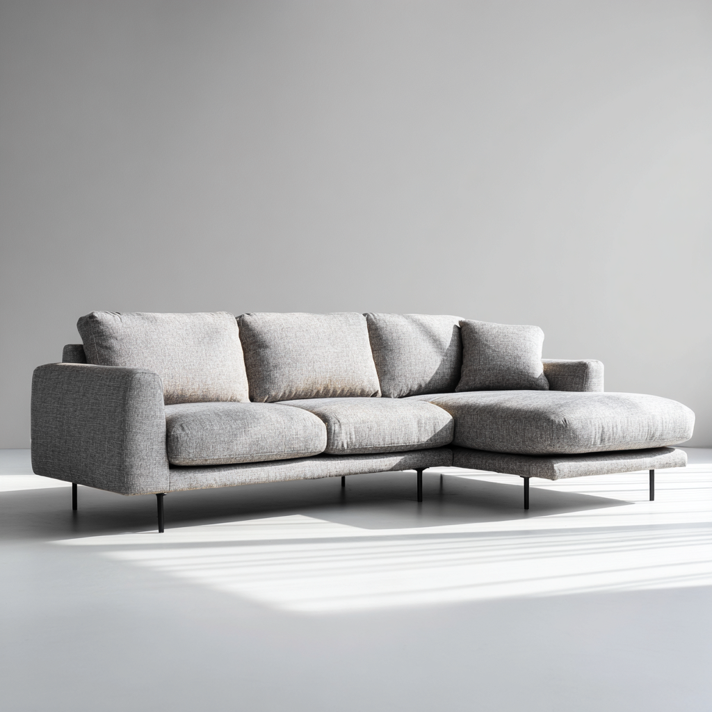 Divano angolare - tessuto - 290x185x83 cm - grigio chiaro - design scandinavo-Habitatno