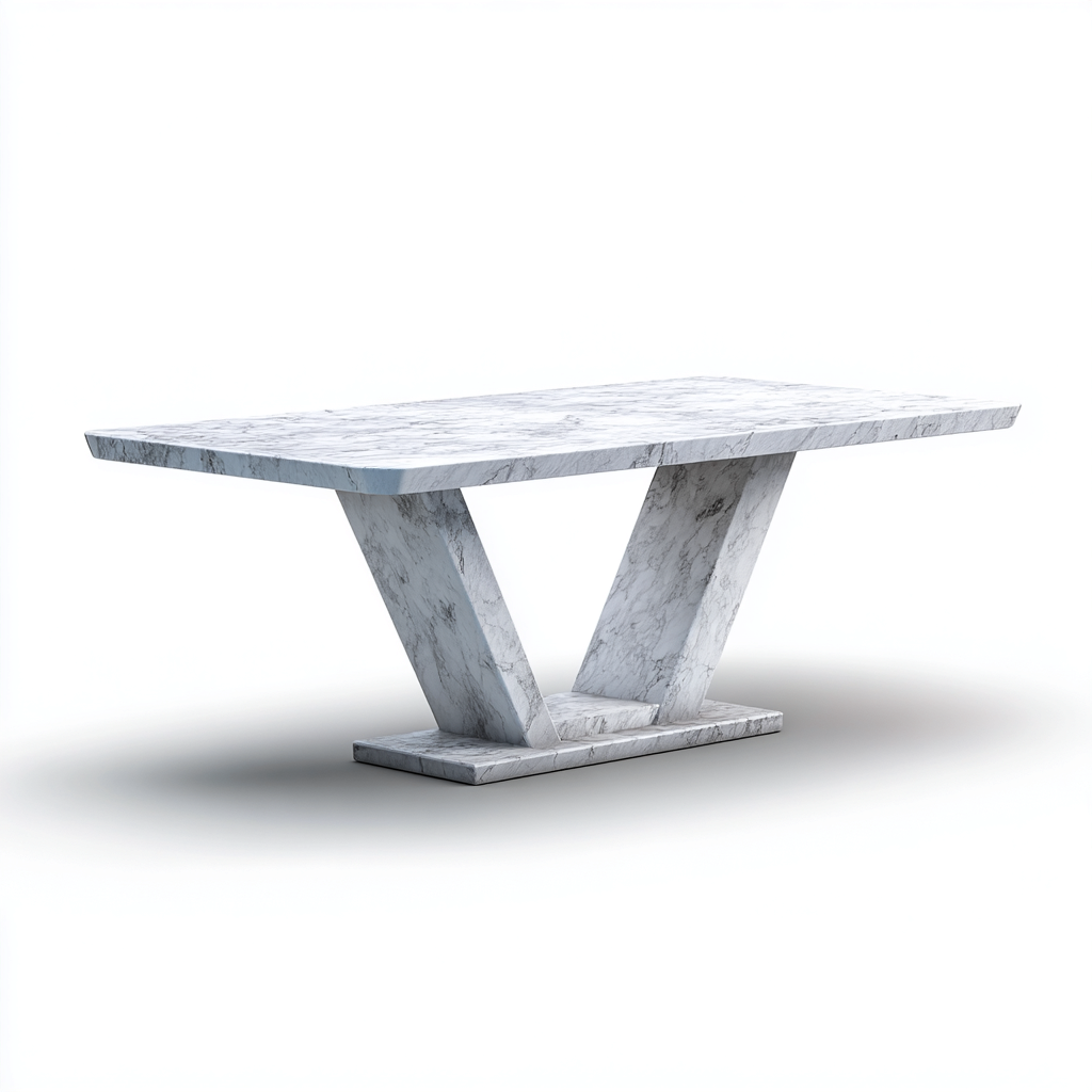 Tavolo da pranzo - marmo - 200x100x75 cm - bianco - stile moderno-Habitatno