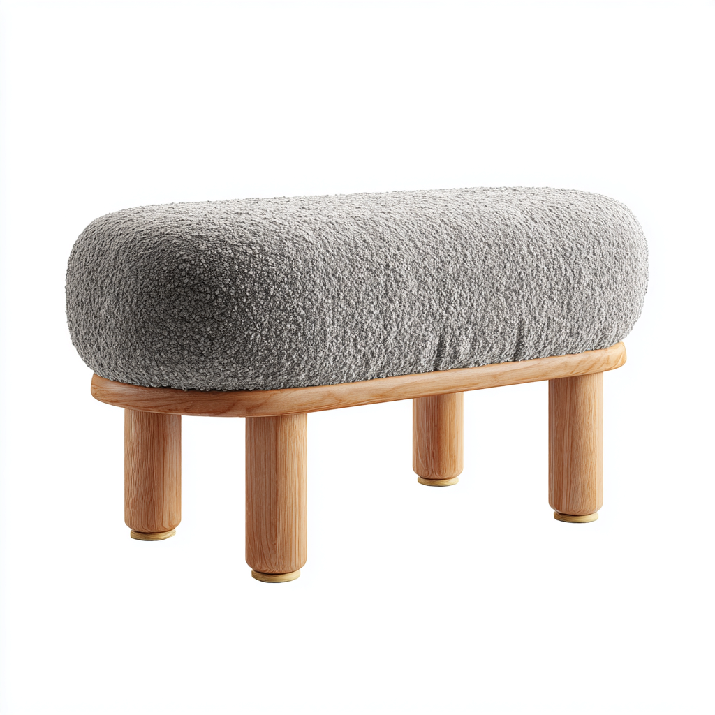 Panca per letto - tessuto bouclé - 95x38x46 cm - grigio - design moderno-Habitatno