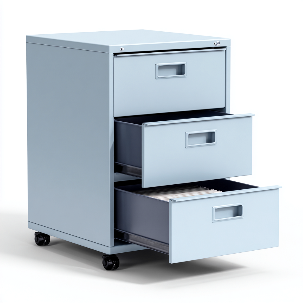 Armadio per ufficio - metallo - 60x45x75 cm - azzurro - design moderno-Habitatno