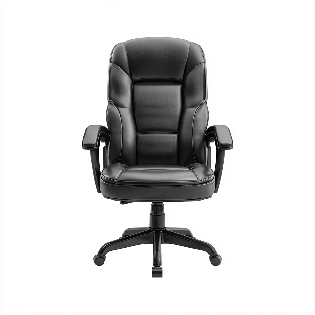 Sedia da ufficio - ecopelle - 68x72x115 cm - nero - design ergonomico reclinabile-Habitatno