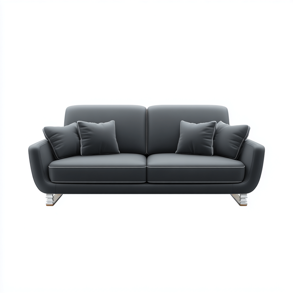 Divano a due posti pelle 156x85x82cm grigio scuro stile moderno-Habitatno