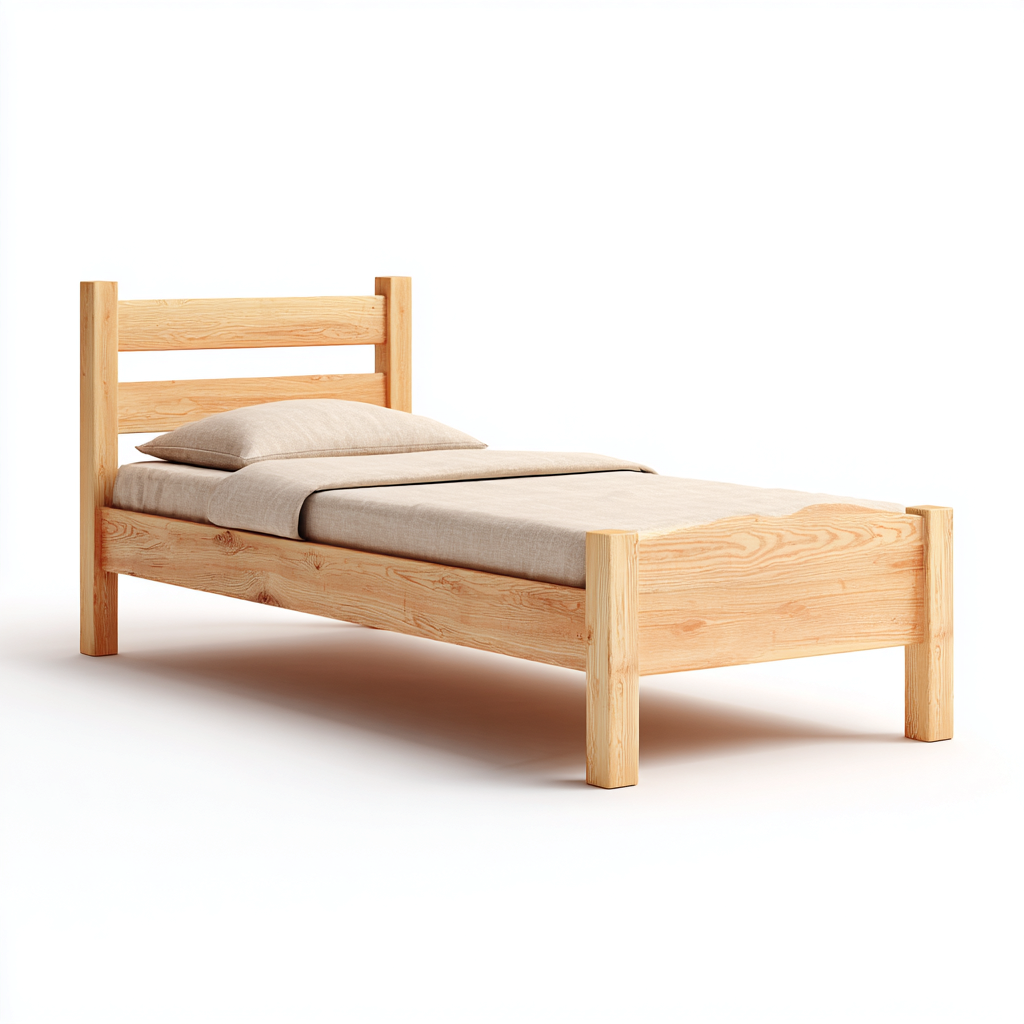Letto singolo - legno - 200x100x85 cm - color legno naturale - stile classico-Habitatno