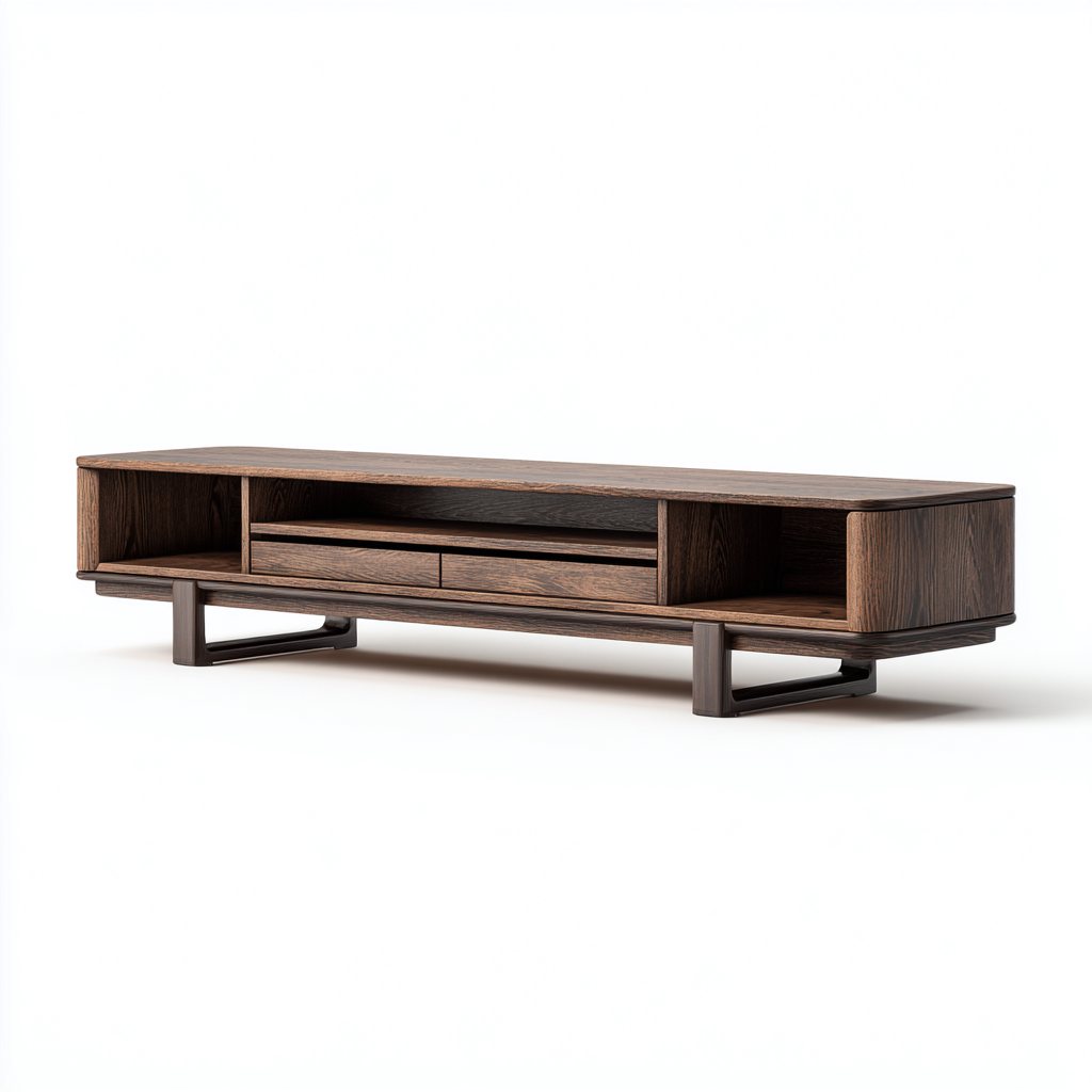 Mobile TV - Legno - 180x40x50 cm - Noce Scuro - Design Moderno-Habitatno