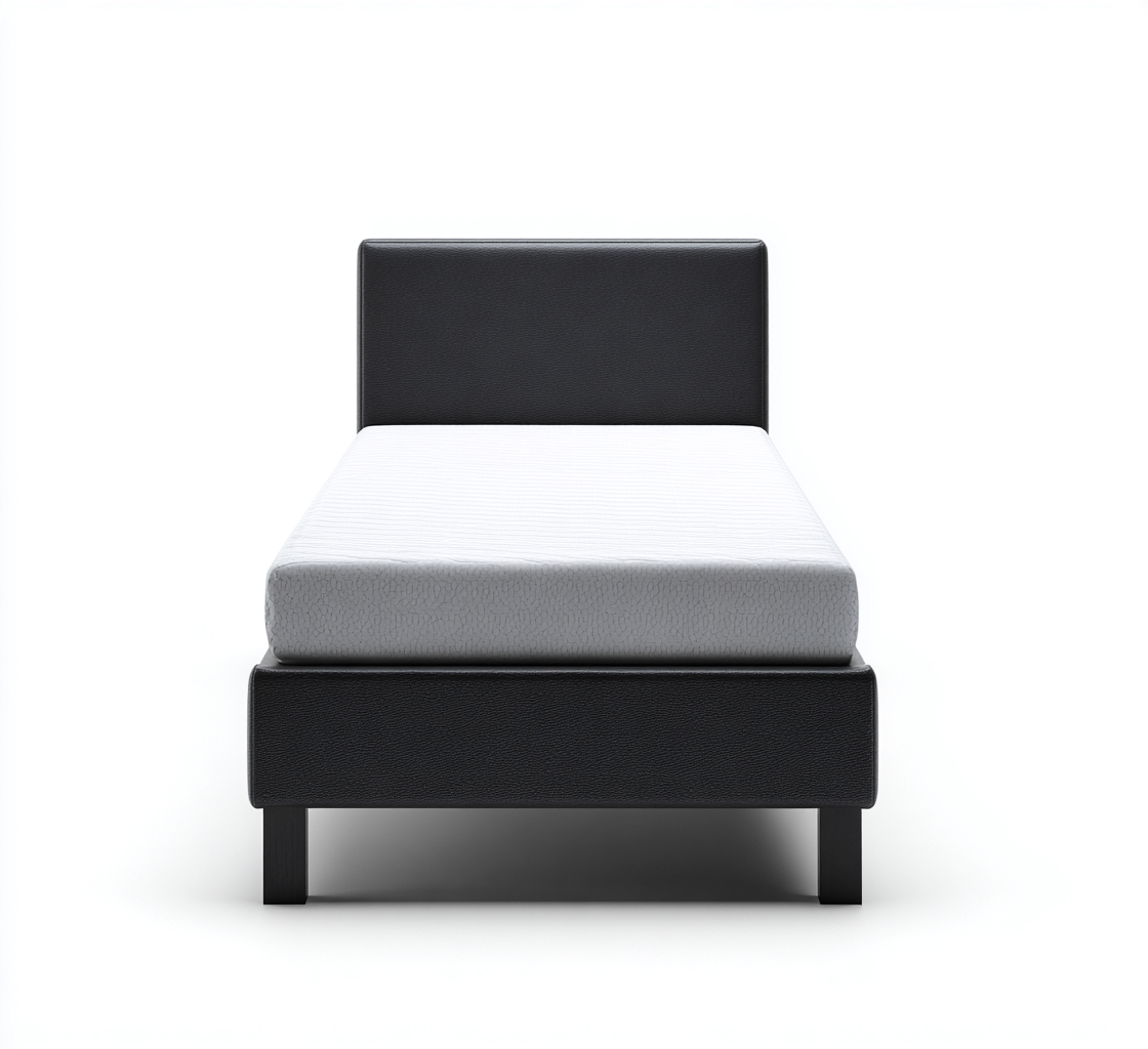 Letto singolo - pelle-legno - 200x100x85 cm - nero - moderno-Habitatno