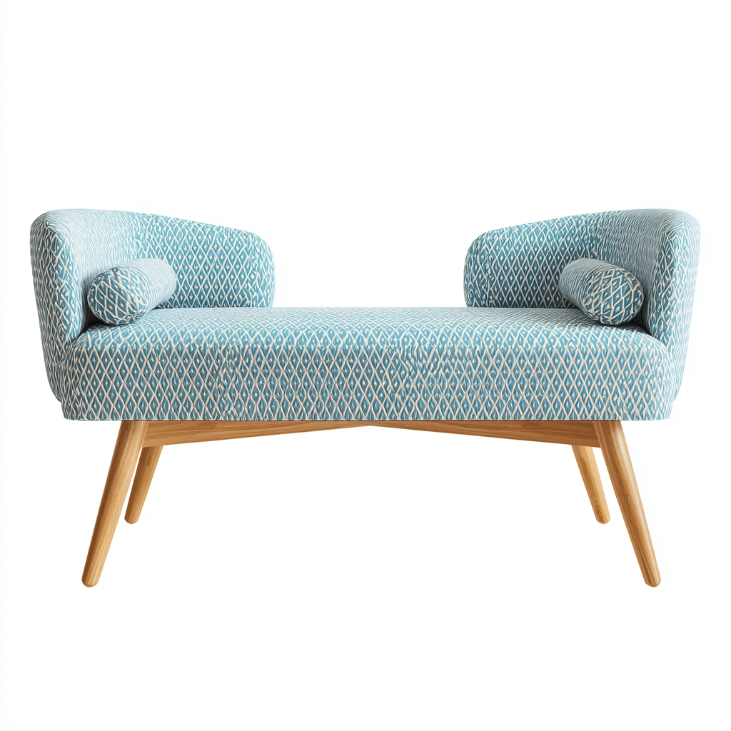 Panca per letto - tessuto - 110x44x50 cm - azzurro chiaro - design nordico-Habitatno