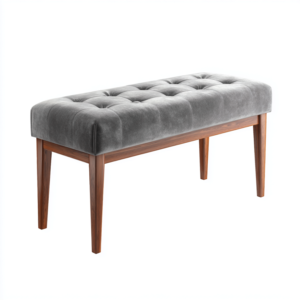 Panca per letto - velluto - 95x40x46 cm - grigio - design moderno-Habitatno