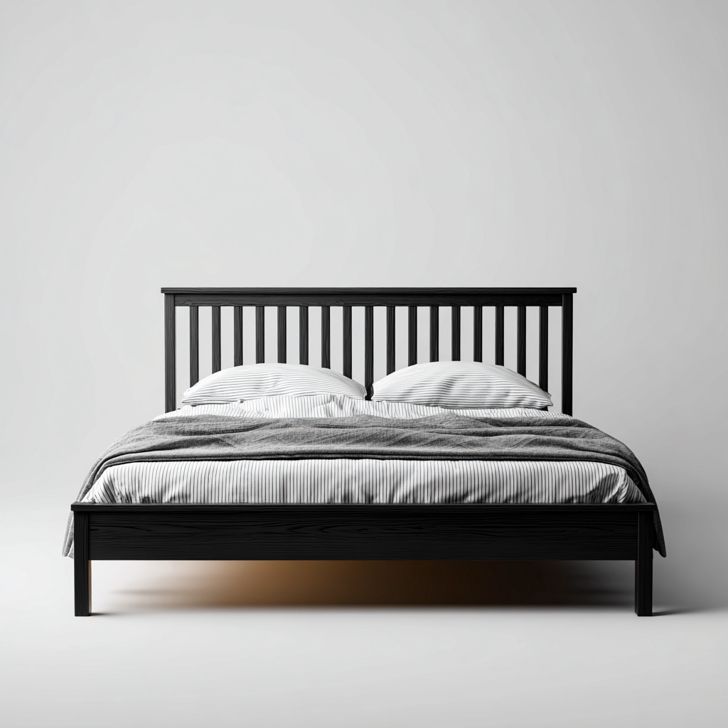 Letto matrimoniale - legno - 200x160x100 cm - nero - stile moderno-Habitatno