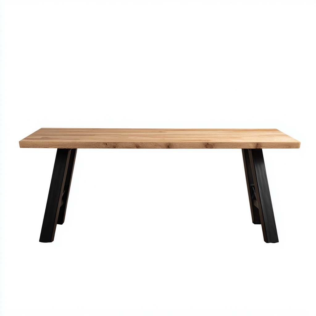 Tavolo da pranzo - legno-metallo - 180x90x75 cm - rovere chiaro-nero - stile industriale-Habitatno