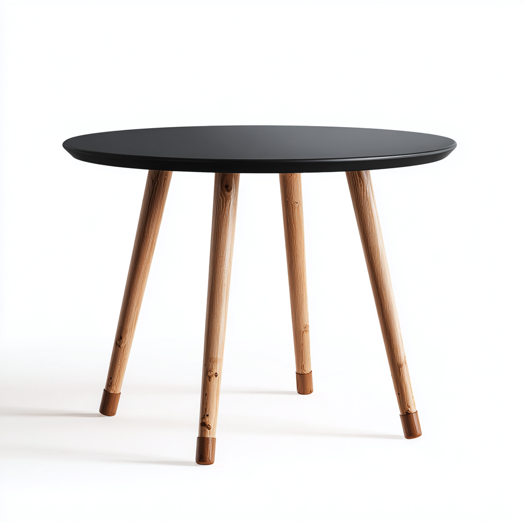 Tavolo da pranzo - MDF-Legno - 90x90x75 cm - Nero-Naturale - Design moderno-Habitatno