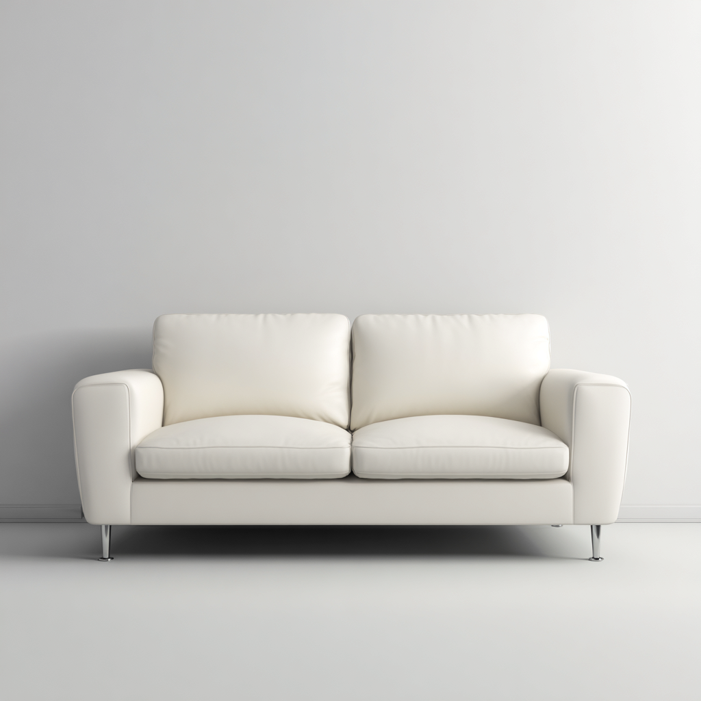 Divano a due posti pelle 160x85x82cm bianco stile moderno-Habitatno