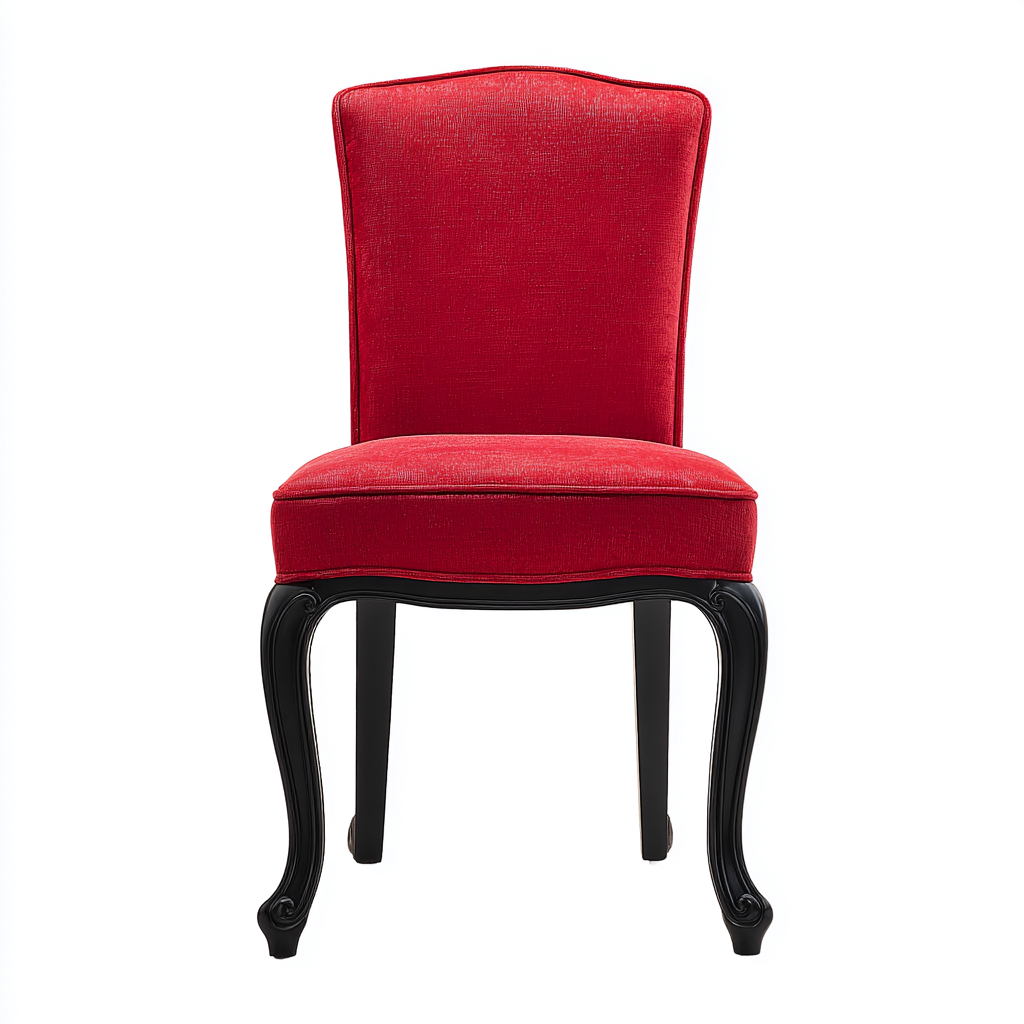 Sedia da pranzo - velluto-legno - 51x58x92 cm - rosso-nero - stile francese-Habitatno