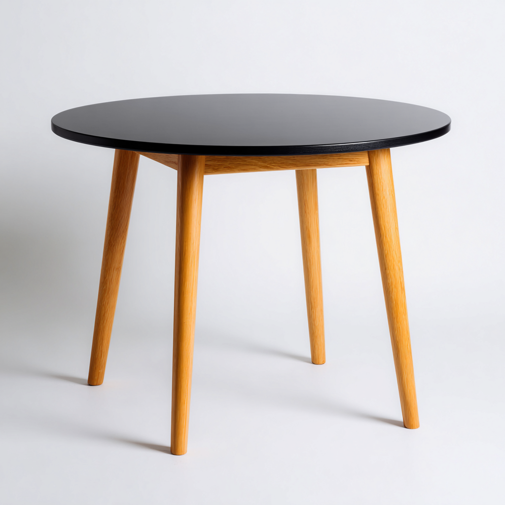 Tavolo da pranzo - MDF-Legno - 100x100x75 cm - Nero-Naturale - Design moderno-Habitatno