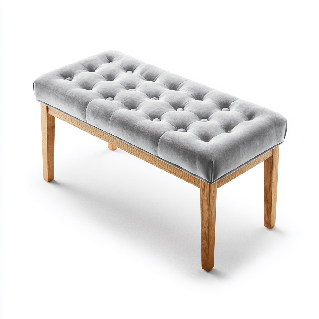 Panca per letto - velluto - 95x40x45 cm - grigio chiaro - design moderno-Habitatno