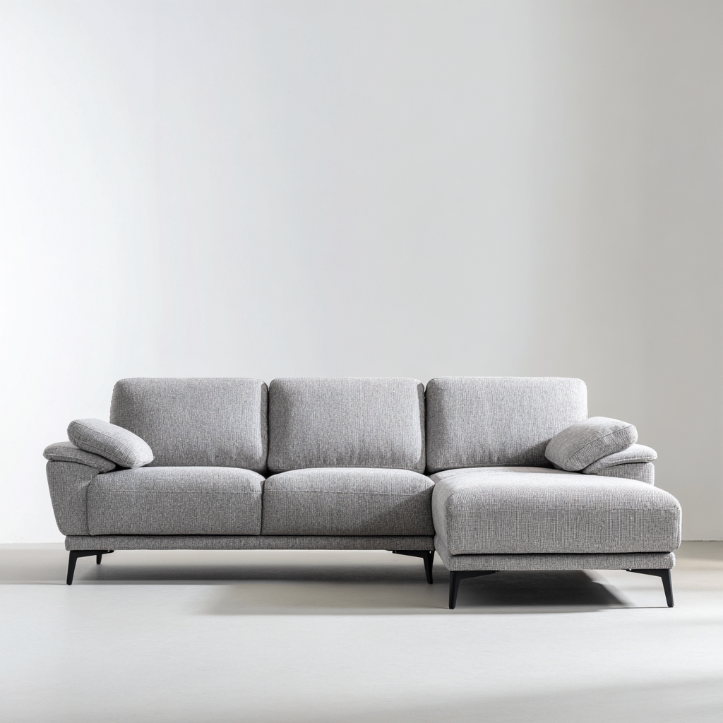 Divano angolare - tessuto - 280x180x84 cm - grigio chiaro - design moderno-Habitatno