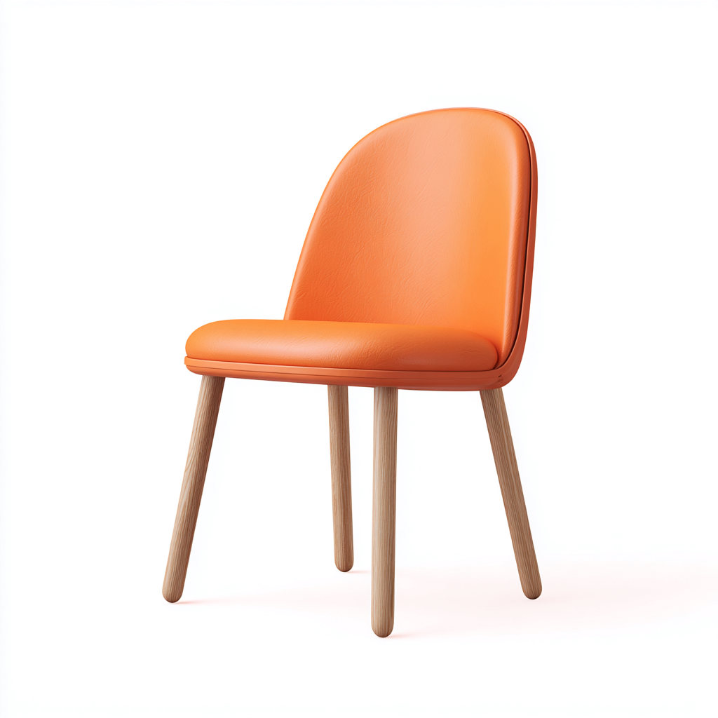 Sedia da pranzo - pelle-legno - 49x53x83 cm - arancione-rovere naturale - stile scandinavo-Habitatno